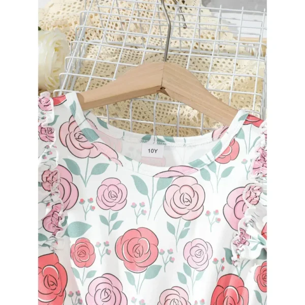 Child Girl Summer Clothing Floral Sleeveless Mesh Dresses Pastoral Fashion College Style Casual Costume for Kid Girl 8-12 Years - Image 4