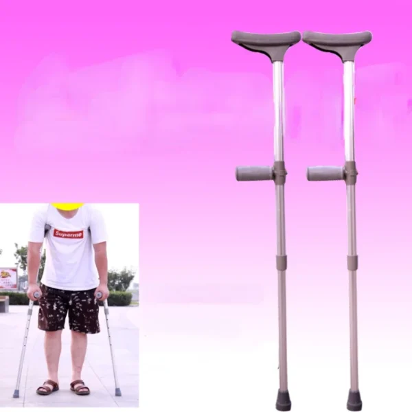 Telescopic Armpit Crutches, Adjustable Walking Aid, Non-Slip Rehabilitation Stick, Comfort Grip for Elderly Support