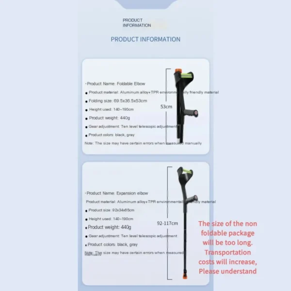 Aluminium Alloy Folding Cane Fracture Arm Crutches For Young People - Image 6
