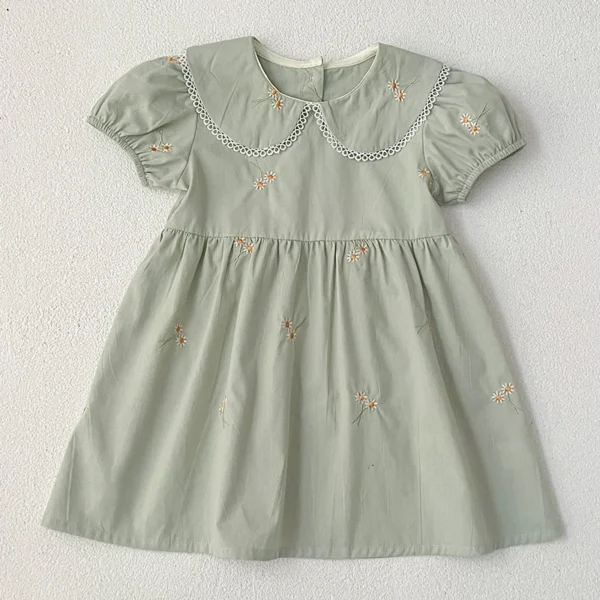 Girls Summer Dress Kids Princess Birthday Dresses Embroidered Daisy Dress Puff Sleeved Elegant Baby Children Clothes Vestidos - Image 4