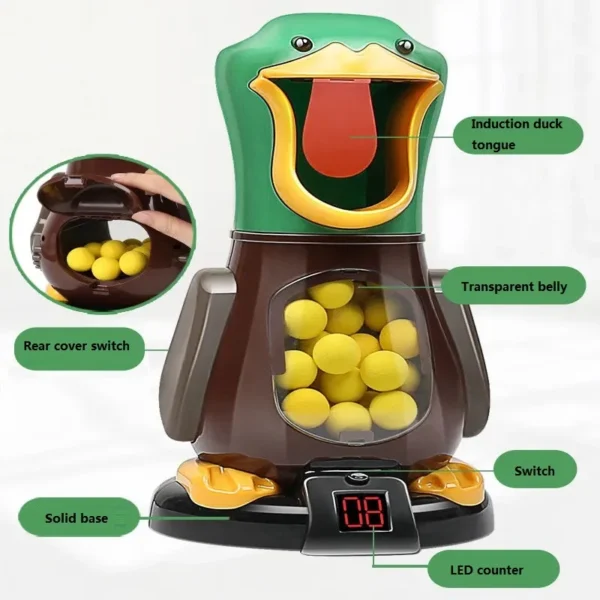 Hungry Shooting Duck Toys Air-powered Gun Soft Bullet Ball With Light Electronic Scoring Battle Games Funny Gun Toy for Kids - Image 5