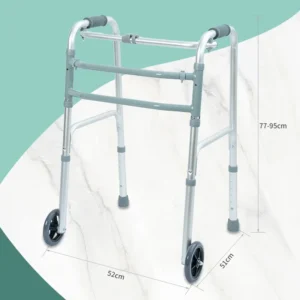 Aluminum Alloy Folding Walker for Elderly, Lightweight Pulley, Non-Slip, Simple Household Use, Elderly Crutches