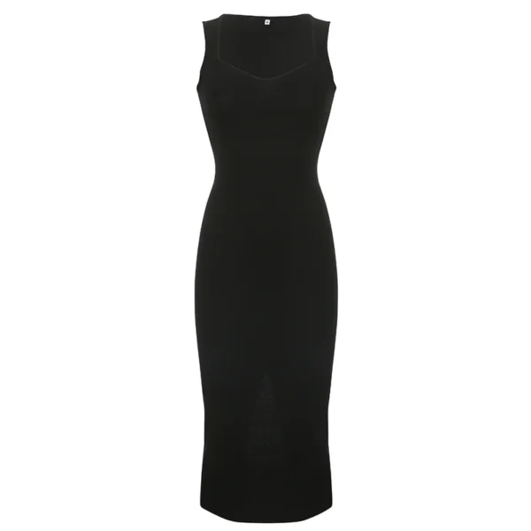 CIBBAR Basic Knit Long Dress Korean Fashion Square Collar Sleeveless Women's Dresses Summer Casual Y2k Vintage All-match Outftis - Image 6