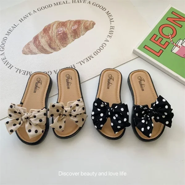 2025 New Bow Open Toe Slide Sandals Non-slip Flip Flops Children Home Slippers Kids Girls Summer Cute Beach Slippers - Image 2