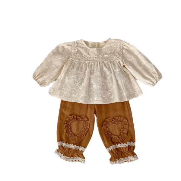 7239 Ins 2023 Baby Girls Tops and Pants Embroidery Flowers Longsleeve Blouse Infants Girls Clothes Floral Shirts - Image 6