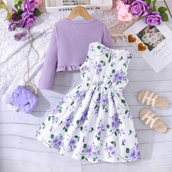 Kid Girl 2-8Years old Long Sleeve Coat Floral Princess Dresses Outfit Toddler Infant Clothing Set Fashion Kids Wear - Image 2