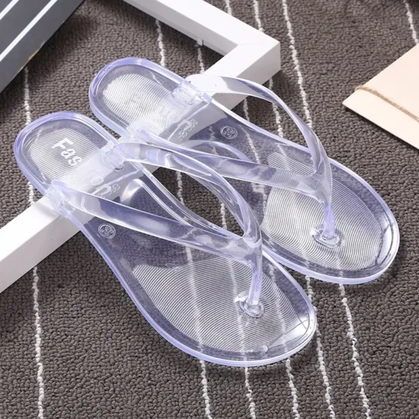 Summer Beach Flat Clear Flip Flops Girls Transparent Slippers Female Jelly Shoes Plain Color Women's Flip-Flops Ladies Slides - Image 4