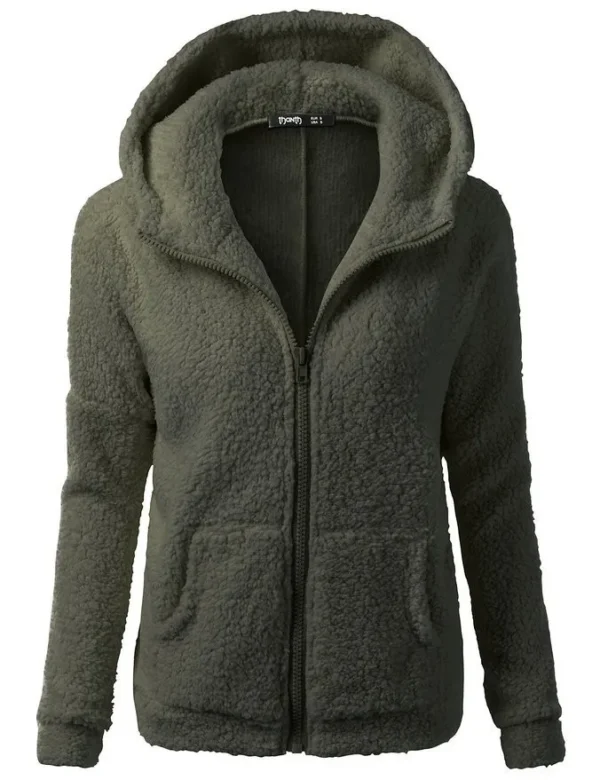 Autumn Winter Warm Jacket Women Hoodie Hooded 2023 Casual Female Hoodies Sweatershirt Zipper Coat Solid Soft Fleece Women Coat - Image 5