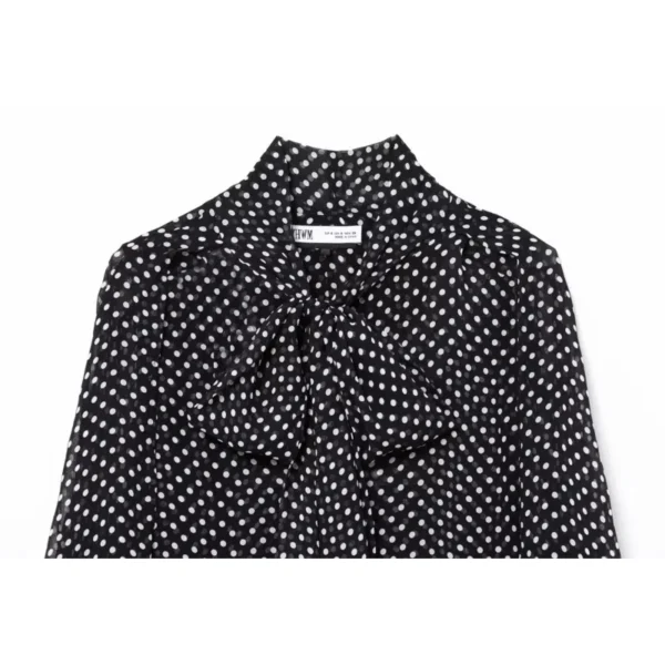 Women Cape Blouse With Tie Detail Spring Casual V Neck Women's Blouse Lightweight Lady Top Long Sleeve Female Shirts & Blousers - Image 3