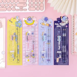 5pcs/set Cute Kawaii Cartoon Pencil Stationery Set Children Student Back To School Stationery Student Office Supplies Kids Prize