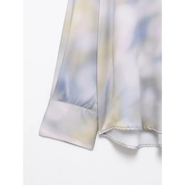DUOPERI Women Y2K Fashion Tie Dye Blouse Lapel Neck Long Sleeves Female Chic Lady Shirts Mujer - Image 4