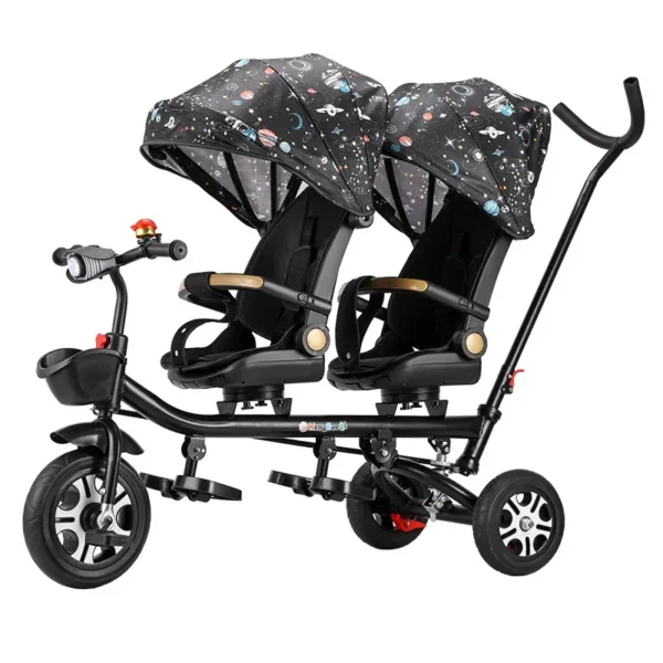Children's Trike Baby Foot Pedal Car Twin Pushchair Infant Stroller Sizeable Second Child Can Carry People Kids Entertainment - Image 5