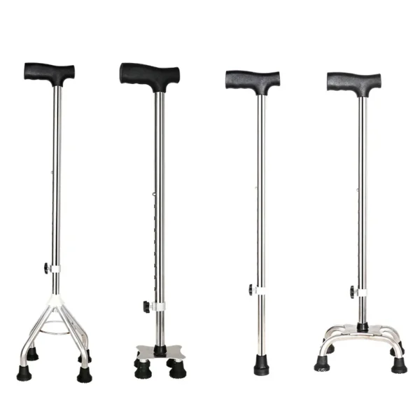 Stainless Steel Four-Leg Alpenstock Single-Leg Walking Stick Elderly Four-Foot Crutches Non-Slip Height Adjustable Portable Cane - Image 6