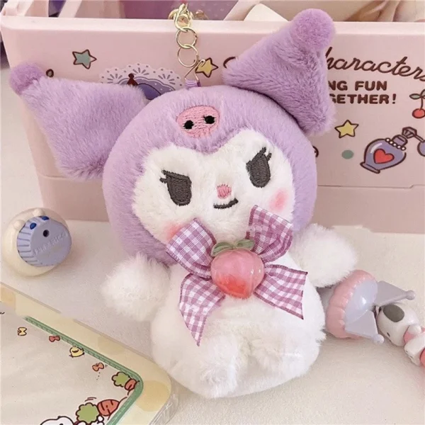 Kawaii Sanrio Plush Keychain Toy Hello Kitty My Melody Kuromi Cinnamoroll Cartoon Student Backpack Pendant Decoration Girl Gifts - Image 3