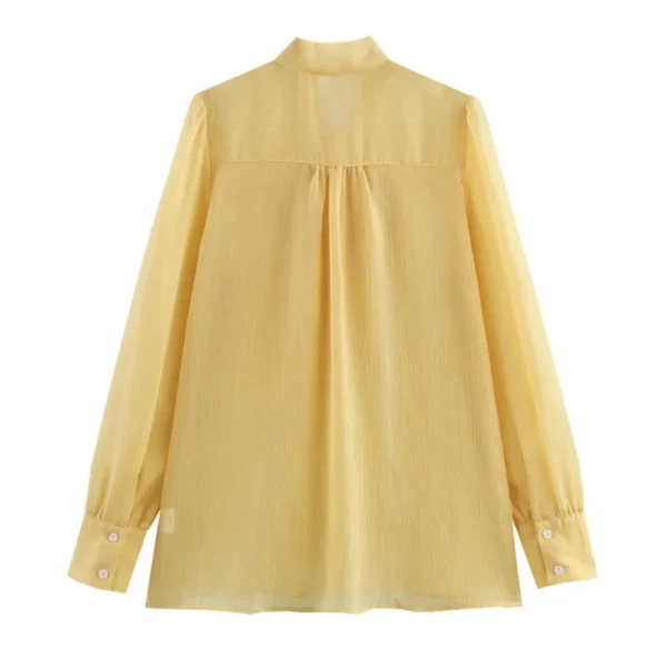 Women Lightweight Shirt With Lace Up Spring Casual Long Sleeve Women's Button Shirt Female elegant Shirts & Blouses - Image 2