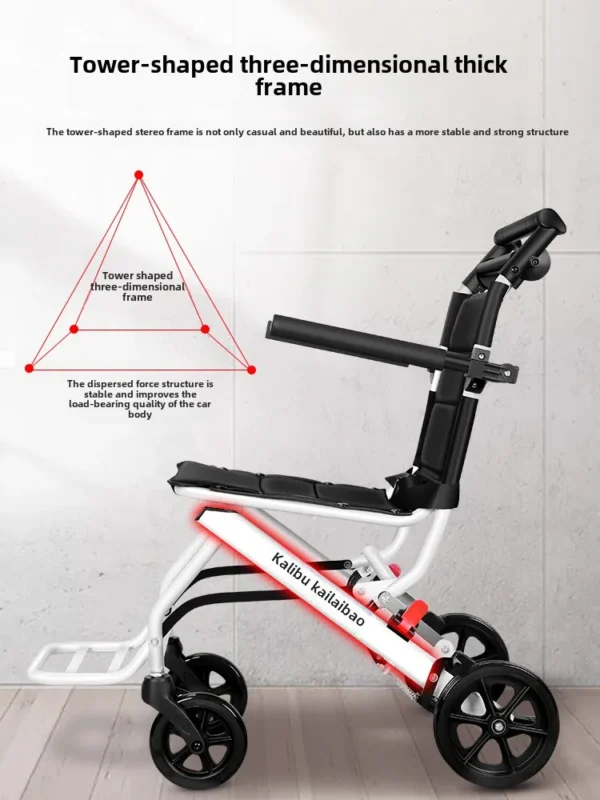 Folding lightweight wheelchair for the elderly, small size, ultra-light portable travel scooter for the elderly - Image 4