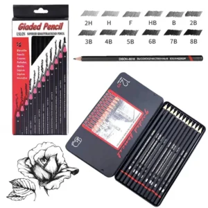 12Pcs/Set Wooden Pencils 2H-8B Professional Drawing Pencil Art Supplies Journal Writing Stationery Items School Acsesories Gift