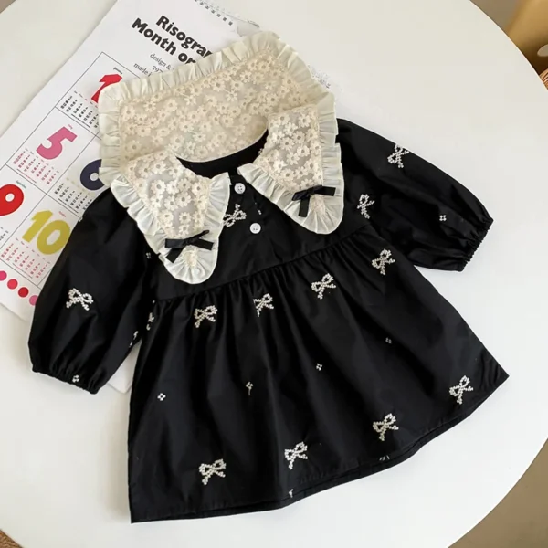 Autumn 0-6Yrs Girls Princess Dress Baby Girl Clothes Clothes Butterfly Collar Baby Girl One Piece Clothes Embroidery Kids Dress - Image 5