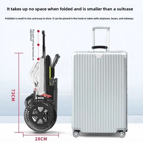 Wheelchair ultra -light can fold the elderly with disabilities for small portable portables to get on the plane hand cart - Image 2