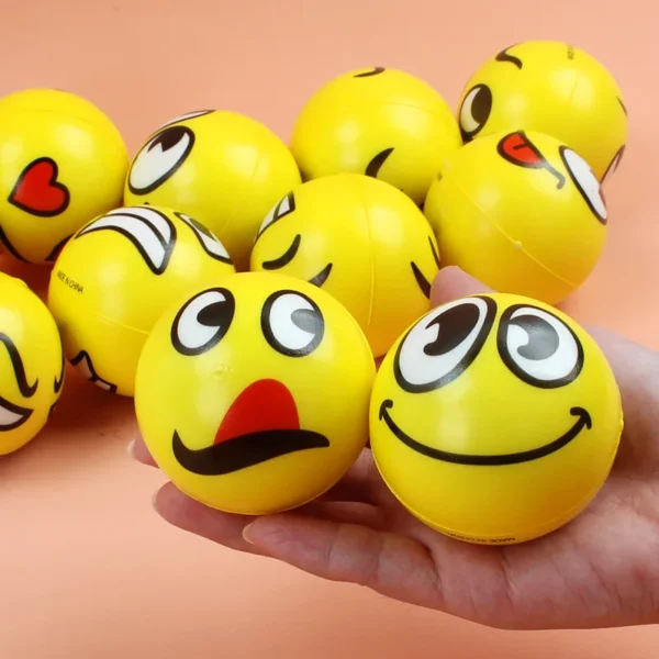 6Pcs/lot 6cm Smile Face Foam Ball Squeeze Stress Ball Outdoor Sports Relief Toy Hand Wrist Exercise PU Toy Balls For Children - Image 3