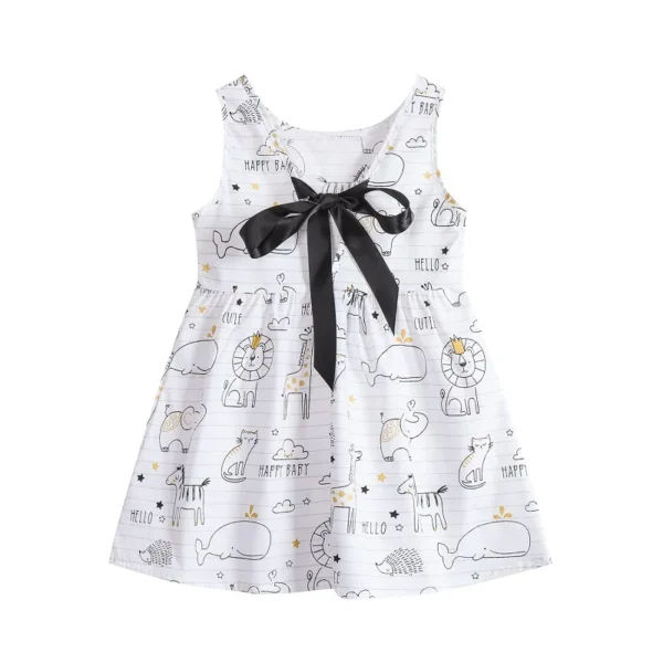 2025 Summer Girls Print Binding Rope Dress For 1-6Years Kids Cotton Sleeveless Sundress Baby Beach Above Knee Mini Casual Dress - Image 4