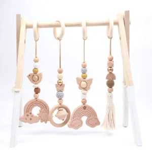 1 Set Baby Play Gym Frame Hanging Toys Crib Stroller Mobile Rattle Wooden Rattle Toys for Newborn Fitness Rack Educational Toys
