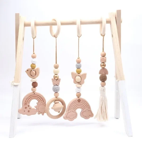 1 Set Baby Play Gym Frame Hanging Toys Crib Stroller Mobile Rattle Wooden Rattle Toys for Newborn Fitness Rack Educational Toys