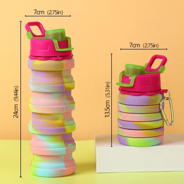 Outdoor Sports Silicone Foldable Water Bottle For Camouflage Creative Travel Reusable Leakproof Water Bottle With Carabiner - Image 5