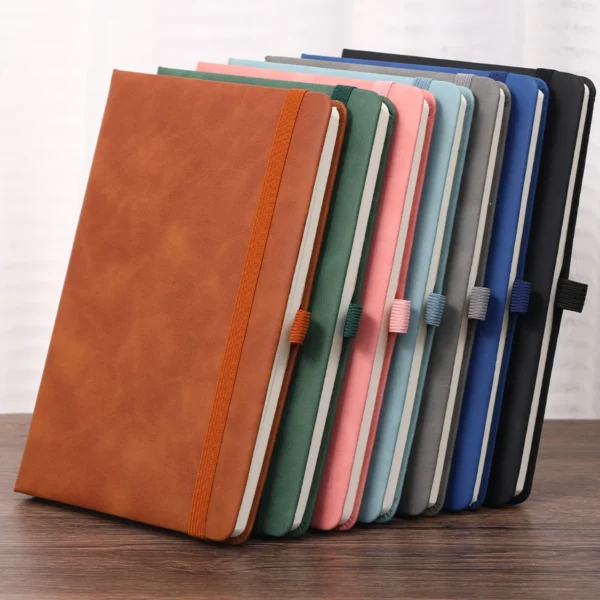 Vintage A5 leather strap notebook with leather notebook cover, personalized soft cover, and bookmark, perfect for business - Image 4