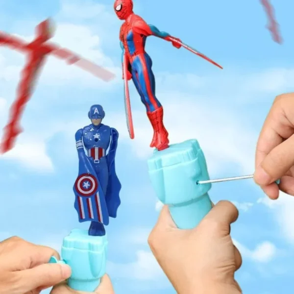 Anime Spiderman Bamboo Dragonfly Flying Toy Iron Man Captain Rotating String Flying Toys Outdoor Toy for Boys Children Gift - Image 5