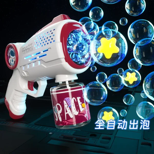 New Porous Astronaut Electric Bubble Gun Kid Toy Bubbles Machine Automatic Soap Blower with Light Summer Outdoor Party Games toy - Image 4
