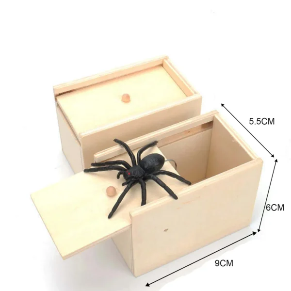 Trick Spider Funny Scare Box Wooden Hidden Box Quality Prank Wooden Scare Box Fun Game Prank Trick Friend Office Toys - Image 3