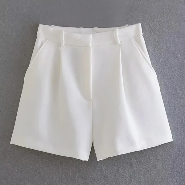 TRAF Female Shorts Black Pink Shorts Woman Summer 2024 Pleated Baggy White Shorts For Women Casual High Waist Short Pants - Image 2