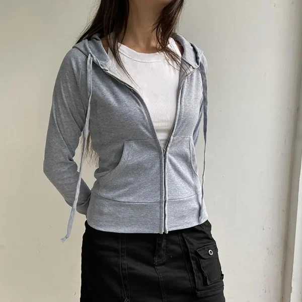 Casual Streetwear Basic Women Hooded Sweatshirt Tracksuit Solid Long Sleeve Hoodies Women 2024Autumn Spring Fashion Jacket Coat - Image 2