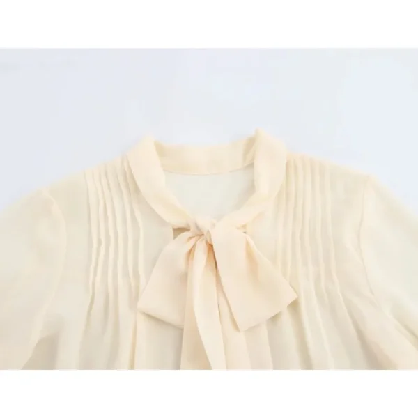 Women Lace Up Shirt Spring Lightweight V Neck Female Elegant Casual Shirts Lightweight Long Sleeve Female Shirts & Blouses - Image 3