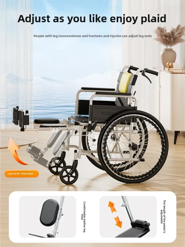 Folding lightweight wheelchair for paralyzed elderly portable wheelchair for elderly care vehicle - Image 3