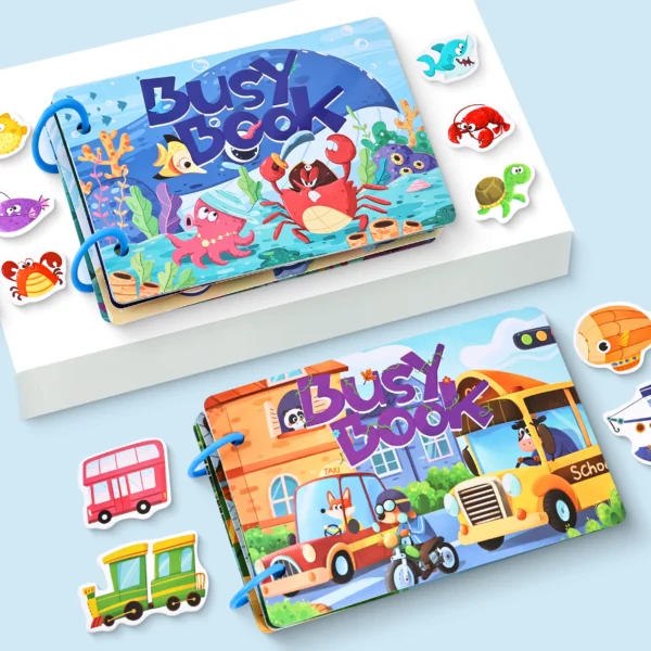 Children Early Education Quiet Busy Paste Book Baby DIY Puzzle Sticker Montessori Toy Portable Reusable Classified Sticker Book - Image 2