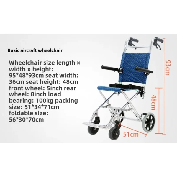 Portable wheelchair, foldable lightweight small scooter, easy trolley for the elderly to travel light wheelchair - Image 2