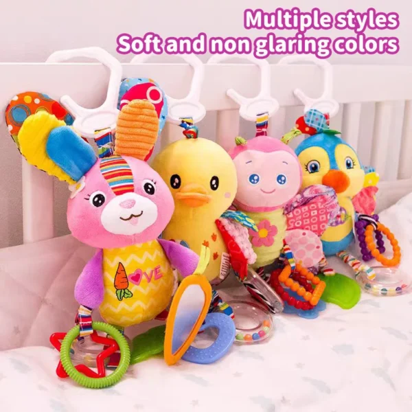Baby Hanging Rattles Soft Newborn Plush Animal Stroller Toys Cartoon Pendant Toy Baby Soft Animal Handbells Rattles Travel Toys - Image 4