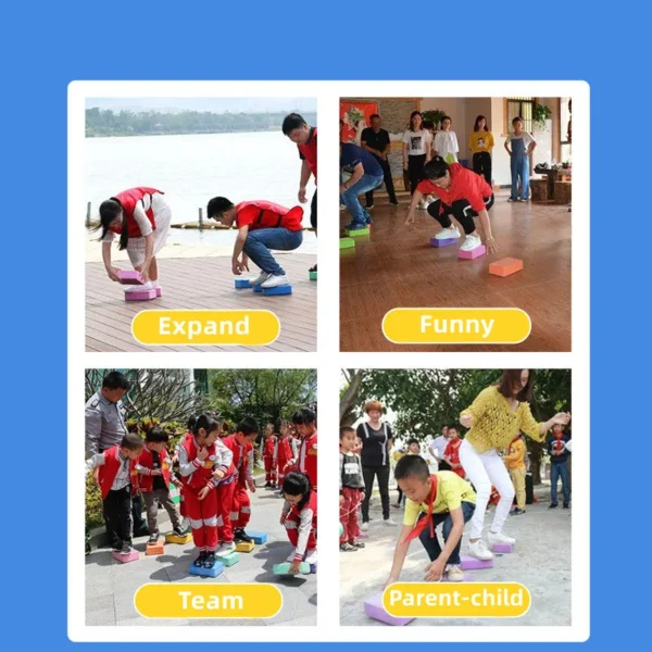 Children's Adult Group Building Game Props Fun Sports Outdoor Expansion Touch Stone Crossing the River Brick Balance Training - Image 6