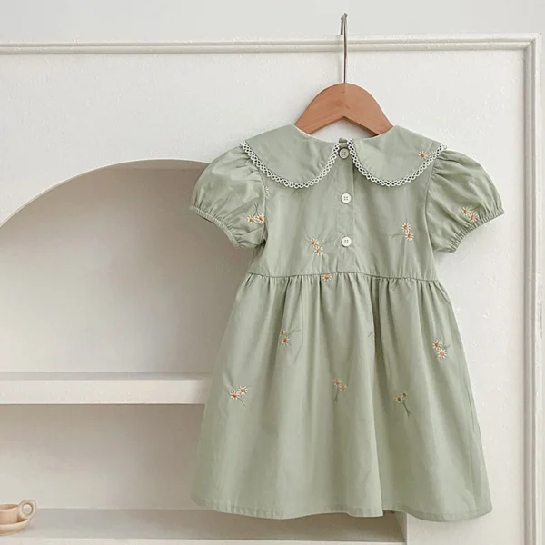 Girls Summer Dress Kids Princess Birthday Dresses Embroidered Daisy Dress Puff Sleeved Elegant Baby Children Clothes Vestidos - Image 2