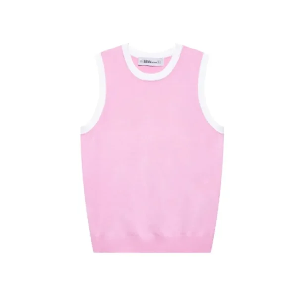 Women Patchwork Top Spring Sleeveless Simple Knitted Women Tank Top O Neck Women Waistcoats - Image 2