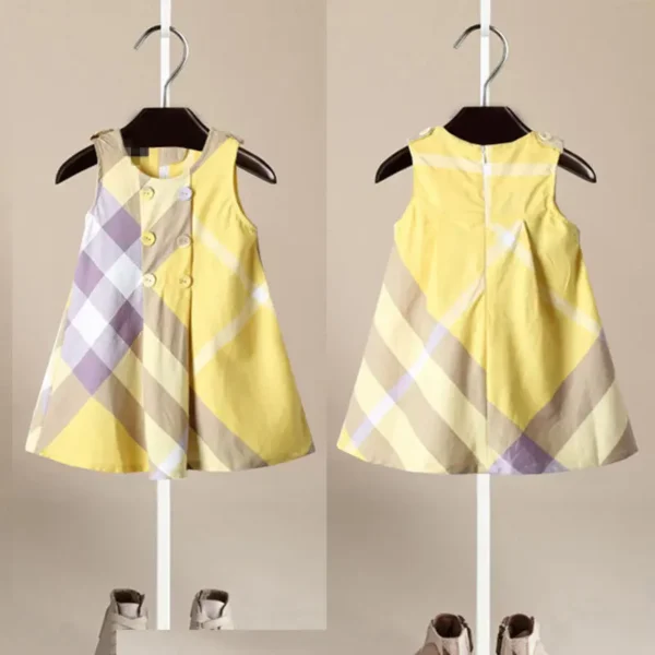 3-7Years Old Baby 2023 Spring And Summer New Children's Clothing Girl Plaid Cotton Dress Vest Girl's Skirt Kids Princess Dresses - Image 5