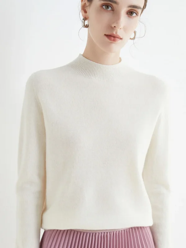 AOSSVIAO 2025 Autumn Winter Solid Mock-neck Pullover Sweater For Women Casual Knitwear Female Clothing Basic Soft Tops - Image 2