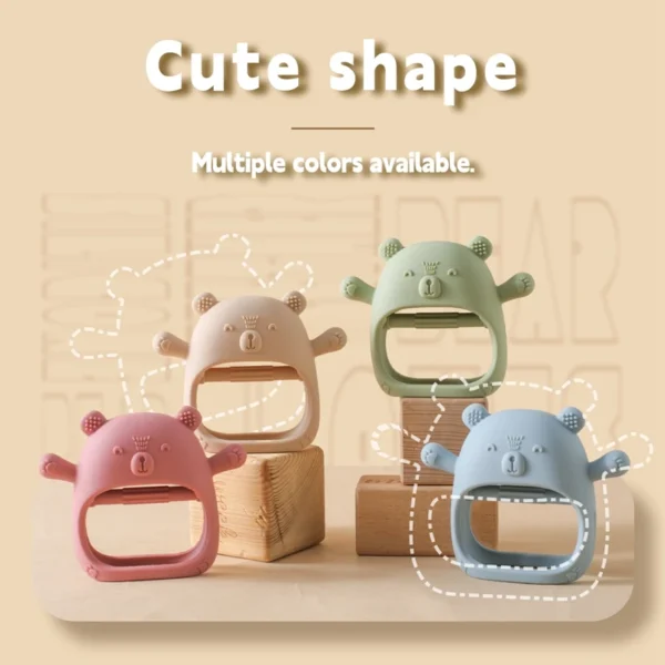 Baby Teether Gloves Kids Cartoon Bear Teething Silicone Dental Care Gums Anti-eating Hand ​Molar Stick BPA Free ​Baby Accessorie - Image 4