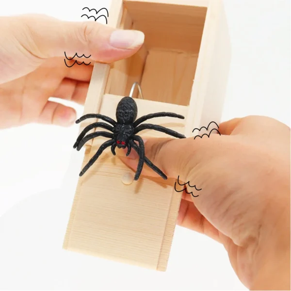 Trick Spider Funny Scare Box Wooden Hidden Box Quality Prank Wooden Scare Box Fun Game Prank Trick Friend Office Toys - Image 5