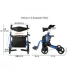 Elderly Rehabilitation Walking Assist Rollator Walker Aluminum Alloy Folding Pulley Mobility Aid Scooter Four-wheel Shopping Car - Image 6