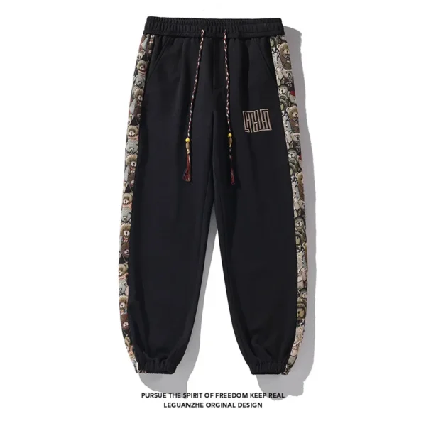 2024 Spring New Bear Embroidery Men's Casual Trousers Loose Fit Trendy Sporty Footwear Versatile Boots Men's Pants
