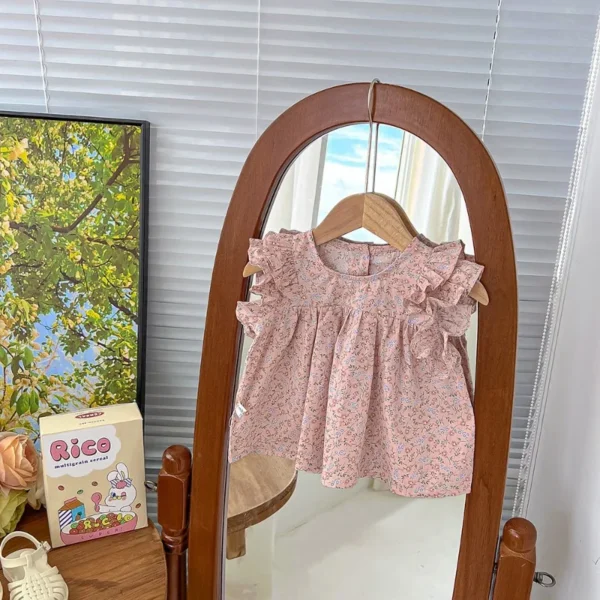 Baby Girl Blouse Summer 2024 New Children's Shirts Short Sleeved Tops for Kids Cute Flower Toddler Shirts Baby Outfits Clothes - Image 5