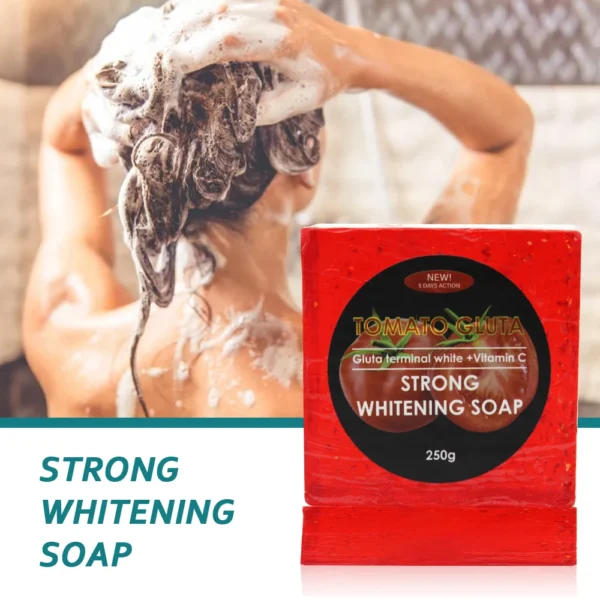 Gluta Master Tomato Gold Leaf Whitening Soap 250g Cleans Skin Fades Spots Shrinks Pores Contains Vitamin C Glutathione - Image 3